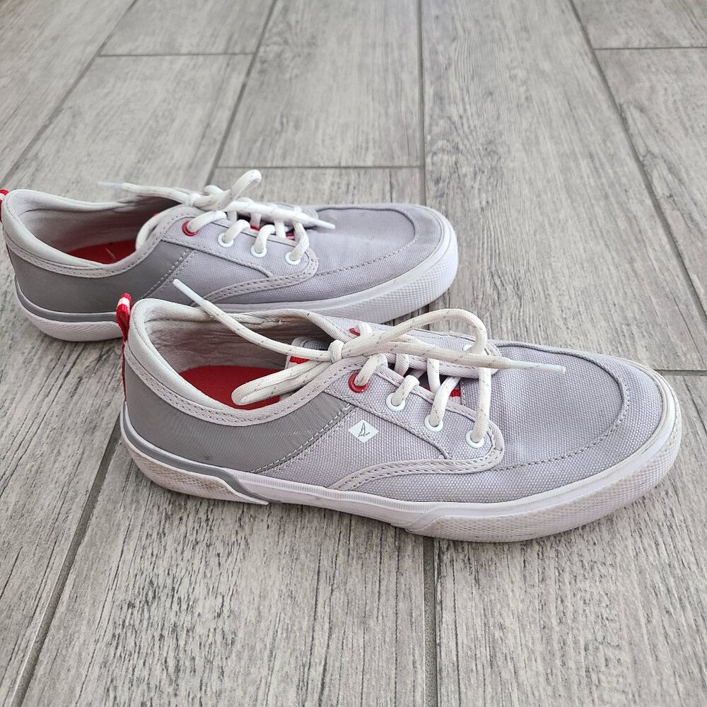 Sperry Soletide Top-Sider Gray Canvas Boat Shoes Girls Size 4
